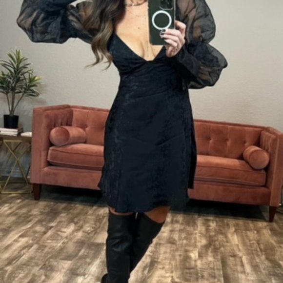 NWT For Love and Lemons Gabrielle Puff Sleeve Mini Dress - Picture 3 of 7